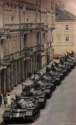 Russian tanks invade in 1968